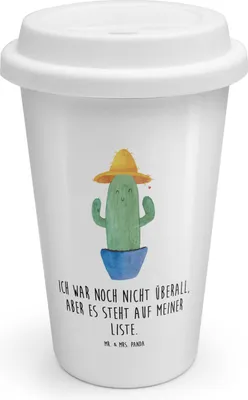 Produktbild von Mr. & Mrs. Panda Thermobecher Kaktus Hut - Weiß - Geschenk, Spruch, Geschenkidee, ToGo Kaffeebecher, To Go, Mehrwegbecher, Reisen, Coffee Becher, Kakteen, Motivation