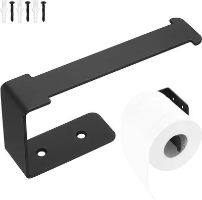 Image de Porte-papier hygiénique en acier inoxydable noir avec compartiment de rangement