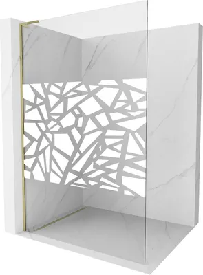 Produktbild von Mexen Kioto L Duschwand Walk-in 90 x 200 cm, weißes Muster, gold - 800-090-103-50-78