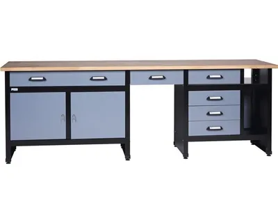 Produktbild von Werkbank Küpper Hammerschlag-Silber 2400 mm 6 Schubladen, 2 Türen