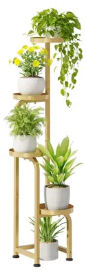 Produktbild von Metallener Blumenständer, goldener Pflanzenständer, Zimmerpflanzenleiter, 4-stufig, stabiles Pflanzenregal für Terrasse, Garten, Balkon, Wohnzimmer, Schlafzimmer
