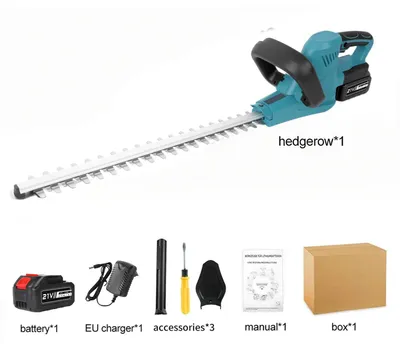 Immagine prodotto di Potatore elettrico a batteria da 21V - Potatore a batteria senza fili - Lama doppia da 51 cm - Distanza tra le lame di 18 mm - Doppio interruttore di sicurezza - Manico antiscivolo - 1 batteria inclusa