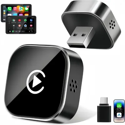 Produktbild von Mini CarPlay Auto Adapter,Wireless Android Auto Adapter, 2-in-1 Auto Multimedia Konverter, Plug &Play, kompatibel mit iOS & Android