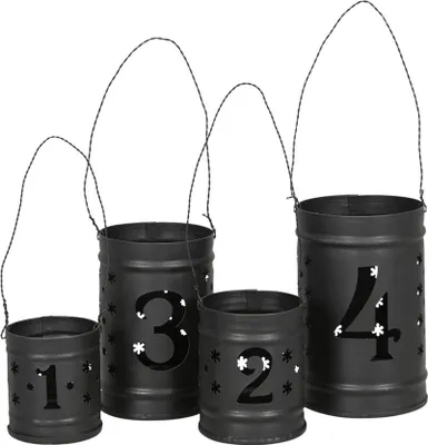 Produktbild von Hängewindlichter LIGHTS schwarz aus Metall Advent Windlichter 1-4 Adventskranz