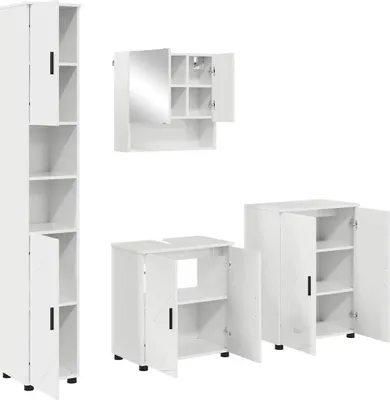 Image de Ensemble de mobilier de salle de bain 4 pcs Blanc brillant