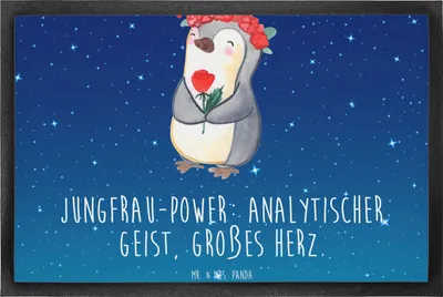 Produktbild von Mr. & Mrs. Panda Türvorleger Jungfrau Astrologie 50 x 75 cm - Sternenhimmel Blau - Geschenk, Schmutzfangmatte, fußmatte, Sternzeichen, Geburtstagsgeschenk, Fußabtreter