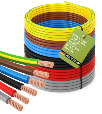 Produktbild von H07V-K 6 mm² Verdrahtungsleitung 6 x 5m Set, Einzelader Schwarz, Blau, Braun, Grau, Grün-Gelb, Rot
