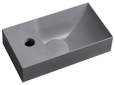 Produktbild von PICCOLINO Beton-Waschbecken 30,8x17cm, Wasserhahn linken, Grau matt