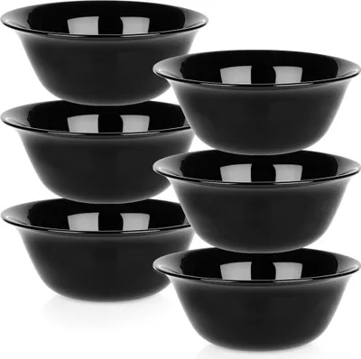 Produktbild von Vilde | Schüsseln Set - 6 Stück - Ø 13 cm - 300 ml - Schwarz - Glas - Ideal für Snacks und Desserts - Spülmaschinenfest