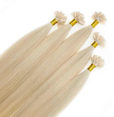 Produktbild von hair2heart Premium Extensions Echthaar Bondings glatt - 25 Strähnen 0,8g 40cm P-9/0 10/0 blond gesträhnt