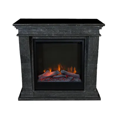 Image de Xaralyn cheminée électrique - Kreta-mini ELE-SBU - pierre naturelle noire polie - 1500 Watt chauffage - avec télécommande - cheminée encastrable incluse - cheminée décorative