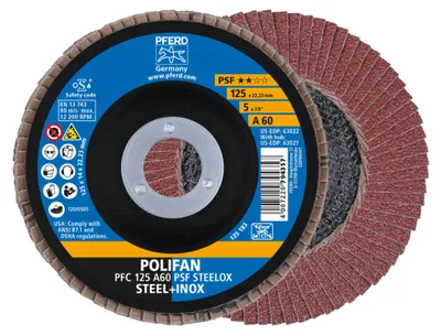 Produktbild von Pferd Lamellenschleifscheibe Körnung 60NK-A Durchmesser 125mm konisch für Metalle / Kunststoff Bohrung 22,23mm - 67746125