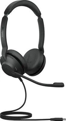 A black Jabra Evolve2 30 SE UC Stereo headset with a microphone boom is shown against a white background.