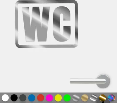 Produktbild von PantherPixel WC Aufkleber Badezimmer Symbol Zeichen Toilette Sticker Auto Geschenkidee Farbe Chrom-Silber