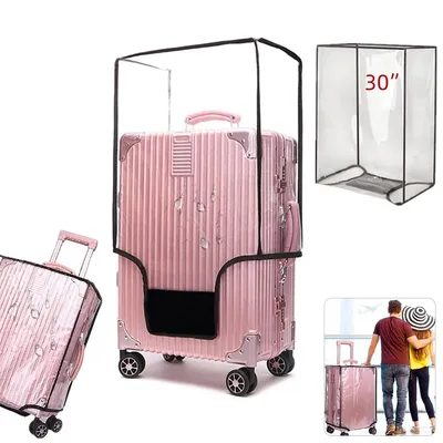 Produktbild von 3er-Pack transparente Gepäckabdeckungen aus PVC, wasserdicht, staubdicht, kratzfest und wiederverwendbar, mit schwarzem Rand (20 x 24 x 28 Zoll)