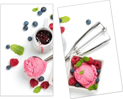 Produktbild von Spritzschutz Herdabdeckplatte Schneidebrett aus Glas Eis aus Beeren 2-Teilig (60x52cm)
