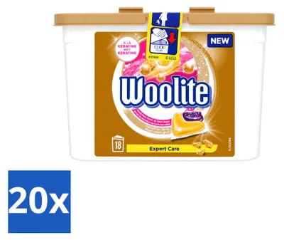 Produktbild von 20 x Woolite Expert Care Waschmittelkapseln mit Keratin für Feinwäsche - Vorteilspackung - 20 Stücke