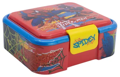 Immagine prodotto di Spider-Man Moving Target Scatola per il pranzo premium per bambini Scatola per la colazione Scatola per lo spuntino con 3 scomparti