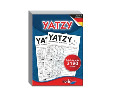 Produktbild von Noris Yatzy Würfelspielblock, Papier, 102x144x16 mm, für 2-6 Spieler, Kinder & Erwachsene, 3120 Spiele