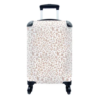 Produktbild von MuchoWow® Koffer Handgepäck Trolley Rollkoffer Kleine Reisekoffer mit 4 Rollen - Druck - Safari - Weiß - Rosa - Cabin Size < 55x40x23 cm & 55x40x20 cm - Fotokoffer - Kabinenkoffer - Boardgepäck - Reise-Box - Reisekoffer - Reisegepäck - Koffer mit Bild - Trolley für Kinder