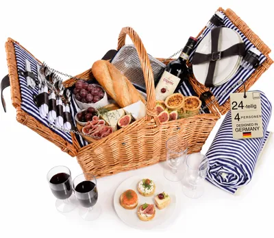 Produktbild von Sänger Picknickkorb Sylt Weide Picknickdecke Weidenkorb 4 Personen 24 teilig