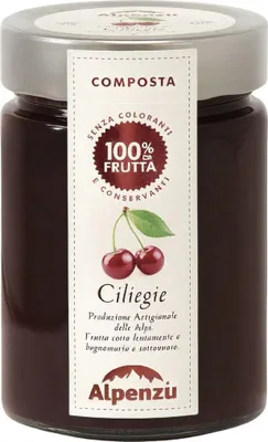 Produktbild von Composta di Ciliegie 100 % da Frutta , Kirschen-Fruchtaufstrich aus 100% Frucht, 350g, Alpenzu