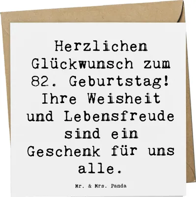 Produktbild von Mr. & Mrs. Panda Klappkarte Spruch 82. Geburtstag - Weiß - Geschenk, Grußkarte, faltkarte, Happy Birthday, handgefertigt, Jubiläum, Lebensfreude, Glückwunschkarte, Alter