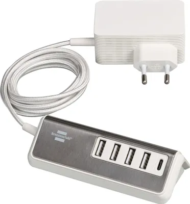 Zdjęcie produktu dla brennenstuhl® 1508230 ®estilo USB multi-charger - 1.5m, 4xUSB A + 1xUSB C PD18W
