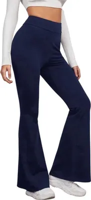 Produktbild von Modische Damen Fishtail hosen, Schlaghosen, Weite Hosen, Navy - M
