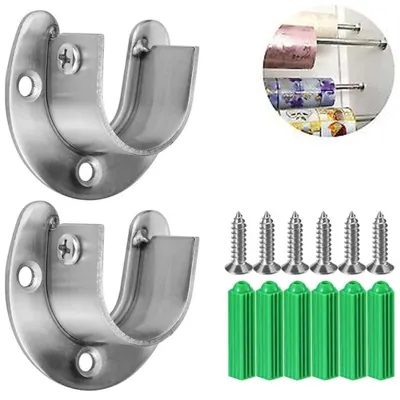 Produktbild von Kleiderstangenhalter – 2 Stück – Edelstahl – Für Kleiderstangen bis Ø 25 mm – Schrankhalterung – Stangenhalter – Rundrohrhalter – Für Garderobe