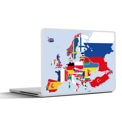 Produktbild von MuchoWow® Laptop Aufkleber Sticker Cover Karte - Europa - Flagge 25x18 cm - Laptop-Deko