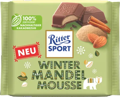 Produktbild von Ritter Sport Winter Mandel Mousse Packung weihnachtliche Gewürze 100g