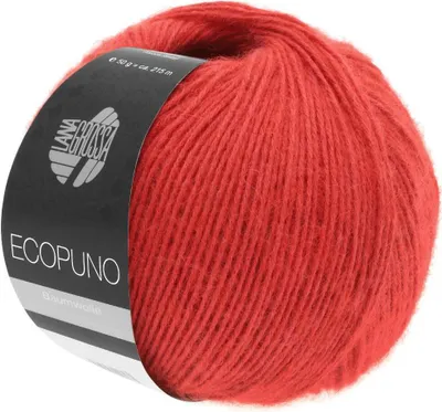 A ball of red yarn with a label.