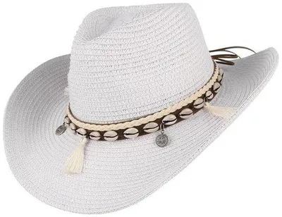 Produktbild von Cowboyhut im Westernstil für Damen, Strandsonnenhut für Herren, Fedora-Hut mit breiter Krempe, Cowgirl-Hüte, Sommer-Panamahut