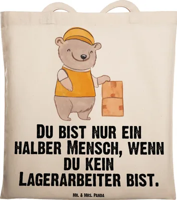 Produktbild von Mr. & Mrs. Panda Beutel Lagerarbeiter Herz - Transparent - Geschenk, Laptoptasche, Lagerist, Spruch, Ausbildung, Lustig, Stoffbeutel, einkaufsshopper, Schultasche, Tasche