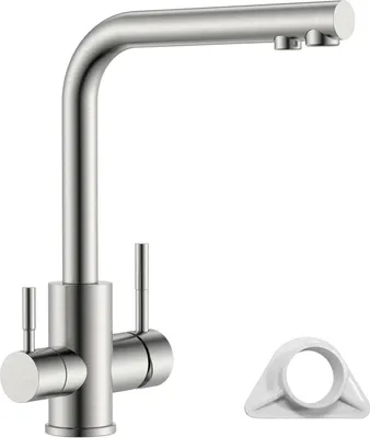 Immagine prodotto di rubinetto a 3 vie cucina rubinetto miscelatore in acciaio inox ruotabile a 360° rubinetto acqua potabile
