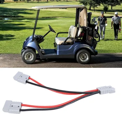Productafbeelding van Batterijadapterkabel, snelaansluiting, 50A-stekker, 8 AWG-draad, Y-verdeelstuk voor golfkarren, elektrische vorkheftrucks