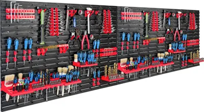 Produktbild von Lagersystem Werkstattregal | 230 x 78 cm | | Wandregal mit Werkzeughalterungen - Wandplatten Extra Starke Schüttenregal Warkzeuglochwand Lagerregal Garage Regal