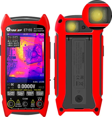 Obrázek produktu pro Termokamerový multimetr s makroobjektivem Ruční multimetr 3,5palcový displej 320 x 480 25 Hz 50,0 ¡ã (H) ¡Á 37,2 ¡ã (V) FOV Termokamera s 15 režimy barevných grafů Multimetr s 20000 počítadly PC software Přenos a analýza dat