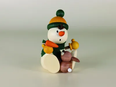 Zdjęcie produktu dla Miniaturowa figurka bałwanka z królikiem, szer. x wys. 6,2 x 8,5 cm, NOWA