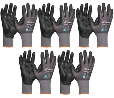 Obrázek produktu pro Pracovní rukavice, velikost 8, 5 kusů, nylon s nitrilovým povrchem, vhodné pro zahradu