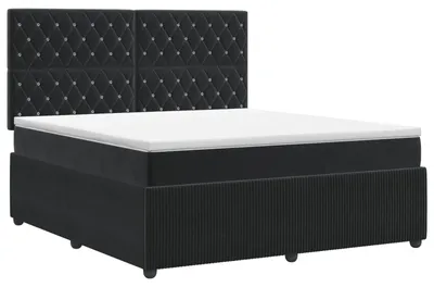 Produktbild von Boxspringbett mit Matratze Schwarz 160 x 200 cm Samt