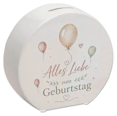 Produktbild von Spardose Alles Liebe zum Geburtstag - Ballons Sparschwein Mit Spruch: Alles