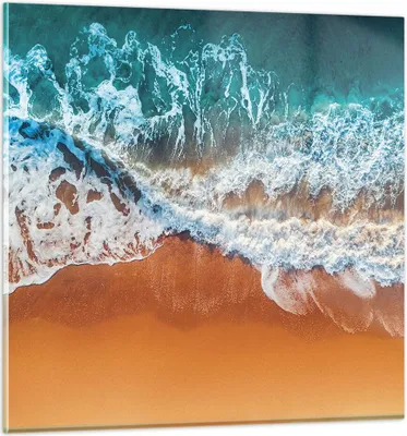 Produktbild von Bilder auf glas - Einteilig - Sand Wasser Strand - 60x60cm - Glasbilder - Wandbilder - Bilder - zum Aufhängen bereit - Wanddekoration aus Glas - Glas Bilder - Wandbild auf Glas - GAC60x60-5021