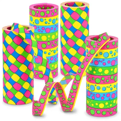 Produktbild von com-four® 4x XXL Luftschlangen Rollen, extra lang als Party Deko für Geburtstage - Papierschlangen für Silvester - 15 m, 9 Röllchen extra breit 14 mm