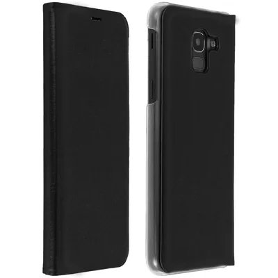 Image de Avizar, Flip Book Cover, étui à rabat en similicuir pour Samsung Galaxy J6, noir