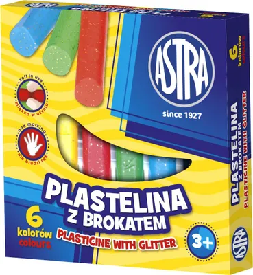 Image de ASTRA Plastilin avec paillettes 6 couleurs