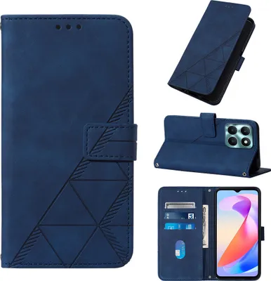 Produktbild von Hülle für Honor X6A Prägung Flip Leder Kartenfächer Schutzhülle mit Ständer Blau