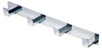 Produktbild von Chromfarbener Kleiderhaken mit 4 Haken, Edelstahl Garderobenhaken, Hakenleiste für Wandgarderobe in Bad, Küche, Wohnzimmer und Flur