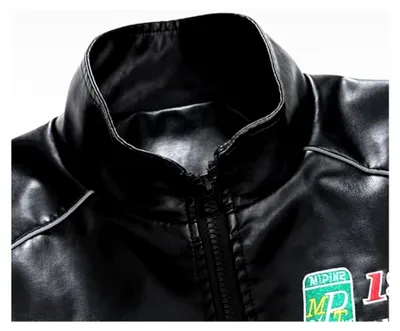 Produktbild von Herren Lederjacke Y2K Oversized Kunstlederjacke mit Reißverschluss, Baggy Baseballjacke, Bomberjacke, Vintage Trachtenjacke, College Jacke, Gebatikt, Hip Hop Streetwear